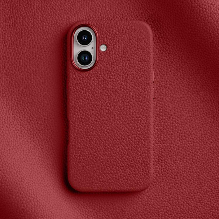 melkco Litchi Texture Magnetic Full Coverage Genuine Leather Phone Case, For iPhone 16