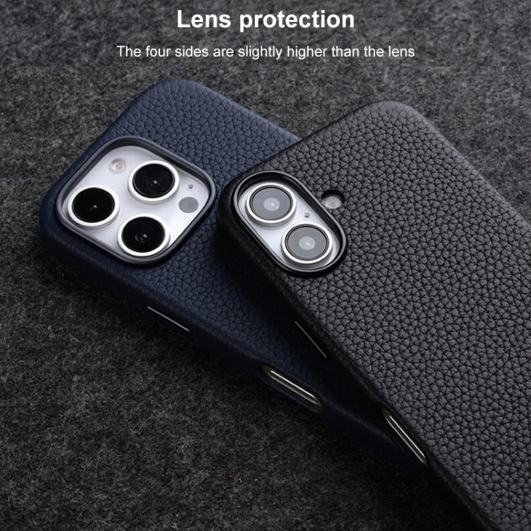 melkco Litchi Texture Magnetic Full Coverage Genuine Leather Phone Case, For iPhone 16