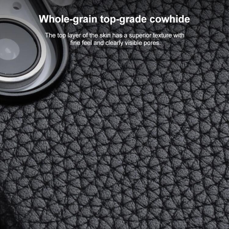 melkco Litchi Texture Magnetic Full Coverage Genuine Leather Phone Case, For iPhone 16