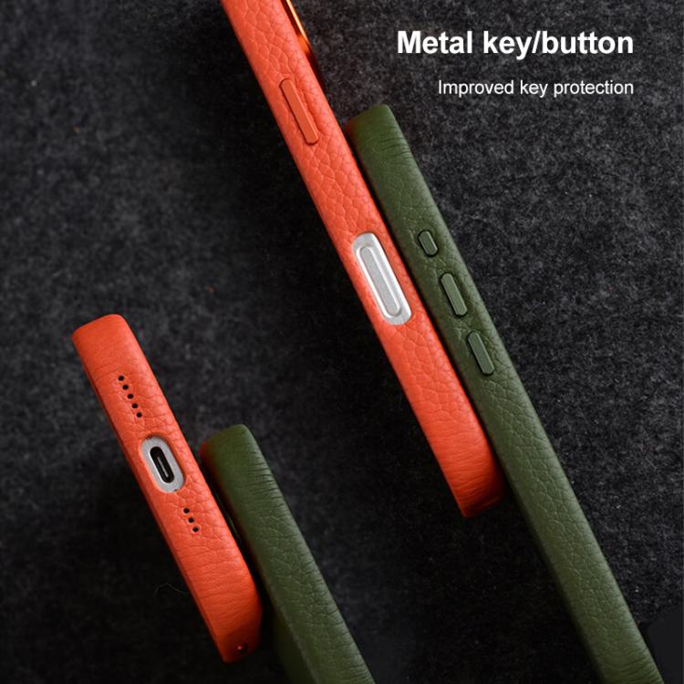 melkco Litchi Texture Magnetic Full Coverage Genuine Leather Phone Case, For iPhone 16