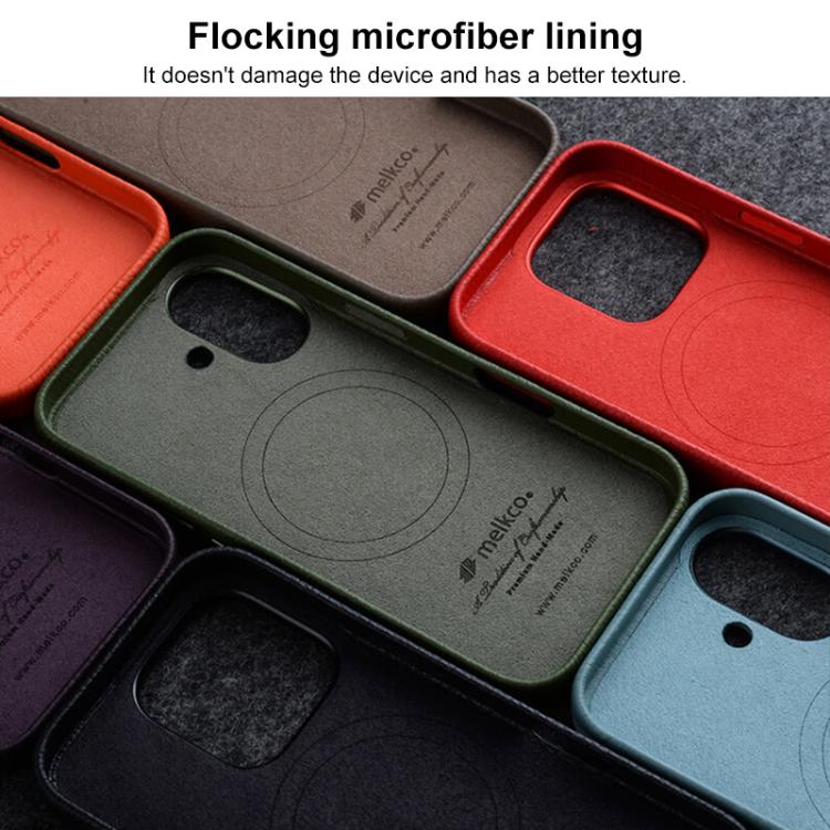 melkco Litchi Texture Magnetic Full Coverage Genuine Leather Phone Case, For iPhone 16