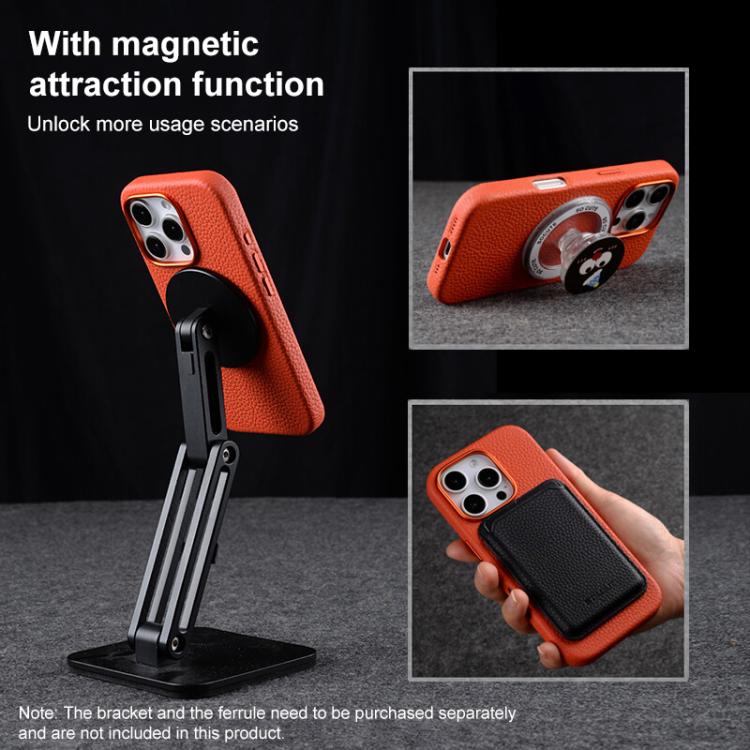 melkco Litchi Texture Magnetic Full Coverage Genuine Leather Phone Case, For iPhone 16