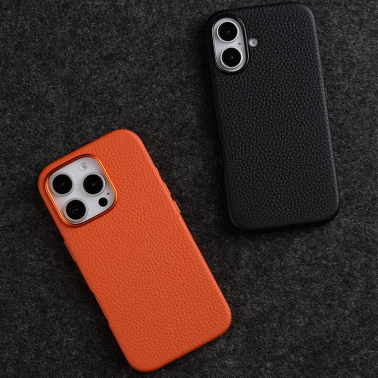 melkco Litchi Texture Magnetic Full Coverage Genuine Leather Phone Case, For iPhone 16