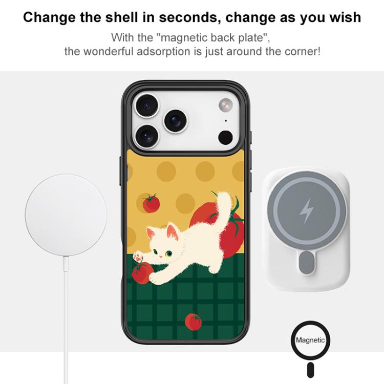 Tomato Cat Pattern Magnetic Phone Case, For iPhone 15 Pro Max, For iPhone 15 Pro