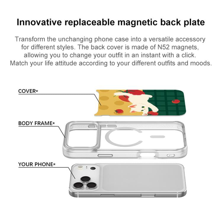 Tomato Cat Pattern Magnetic Phone Case, For iPhone 15 Pro Max, For iPhone 15 Pro