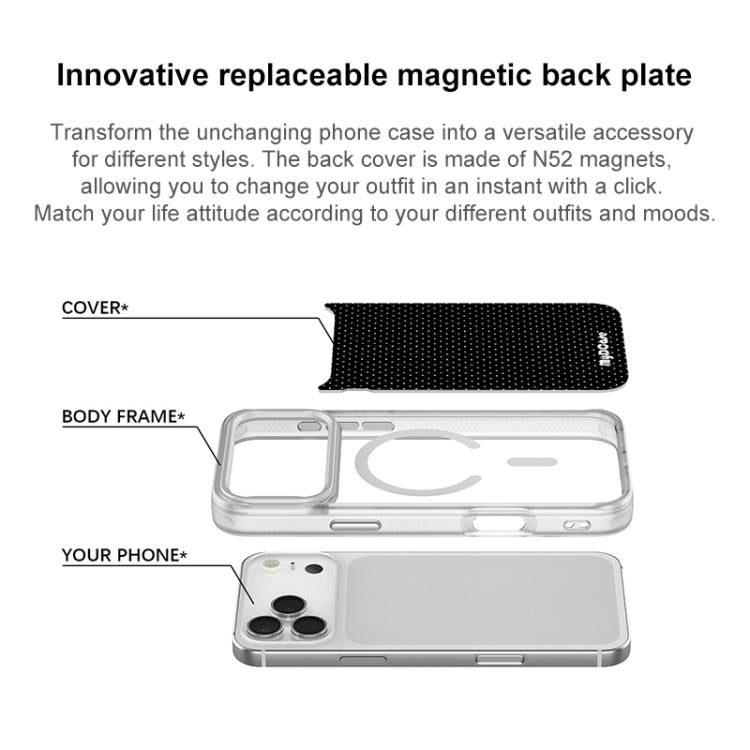 Black Dots Pattern Magnetic Phone Case, For iPhone 16 Pro Max, For iPhone 16 Pro, For iPhone 16 Plus, For iPhone 16