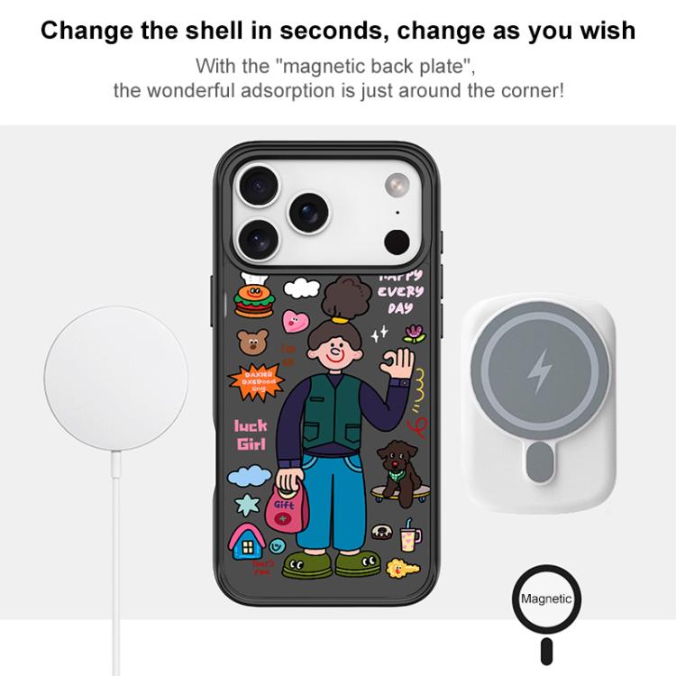 American Girl Pattern Magnetic Phone Case, For iPhone 15 Pro Max, For iPhone 15 Pro