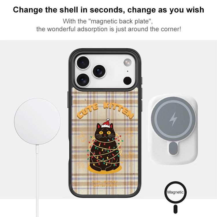 Christmas Cat Pattern Magnetic Phone Case, For iPhone 16 Pro Max, For iPhone 16 Pro, For iPhone 16 Plus, For iPhone 16