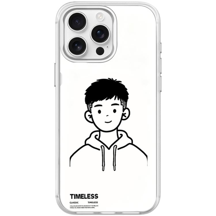 Sketch Hooded Boy Pattern Magnetic Phone Case, For iPhone 15 Pro Max, For iPhone 15 Pro