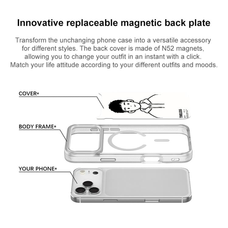 Sketch Hooded Boy Pattern Magnetic Phone Case, For iPhone 15 Pro Max, For iPhone 15 Pro
