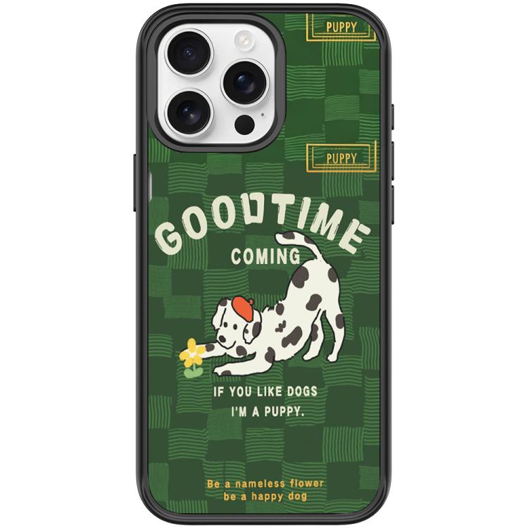 Adorable Flower Catching Dog Pattern Magnetic Phone Case, For iPhone 15 Pro Max, For iPhone 15 Pro