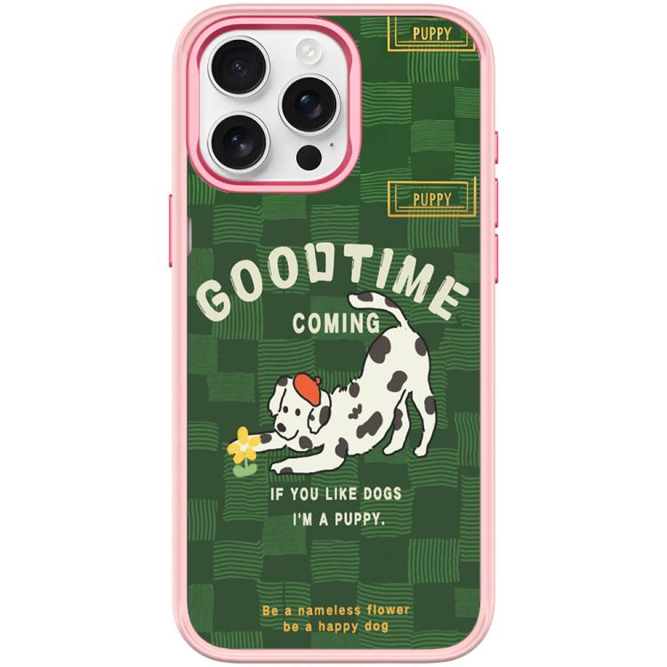Adorable Flower Catching Dog Pattern Magnetic Phone Case, For iPhone 15 Pro Max, For iPhone 15 Pro