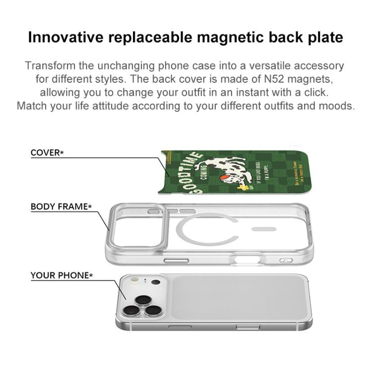 Adorable Flower Catching Dog Pattern Magnetic Phone Case, For iPhone 15 Pro Max, For iPhone 15 Pro