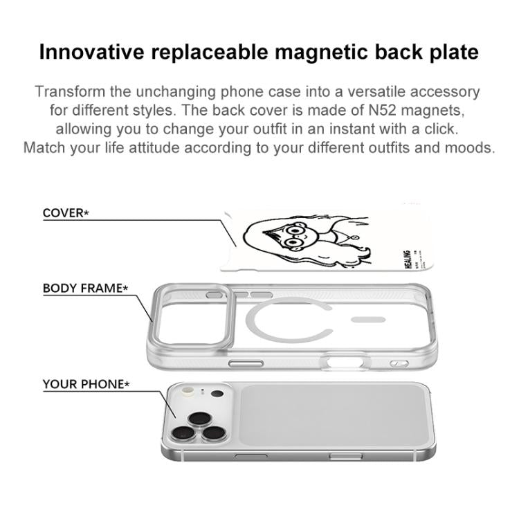 Sketch Quiet Girl Pattern Magnetic Phone Case, For iPhone 15 Pro Max, For iPhone 15 Pro