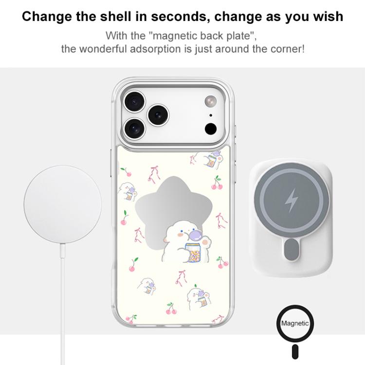 Adorable Star Sheep Pattern Magnetic Phone Case, For iPhone 15 Pro Max, For iPhone 15 Pro
