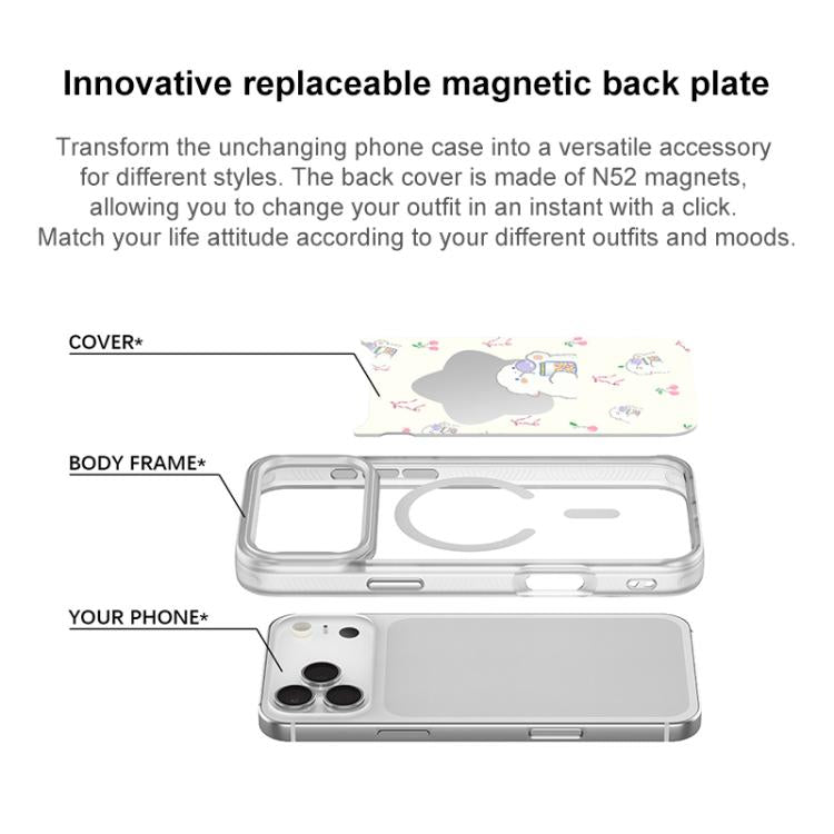 Adorable Star Sheep Pattern Magnetic Phone Case, For iPhone 15 Pro Max, For iPhone 15 Pro