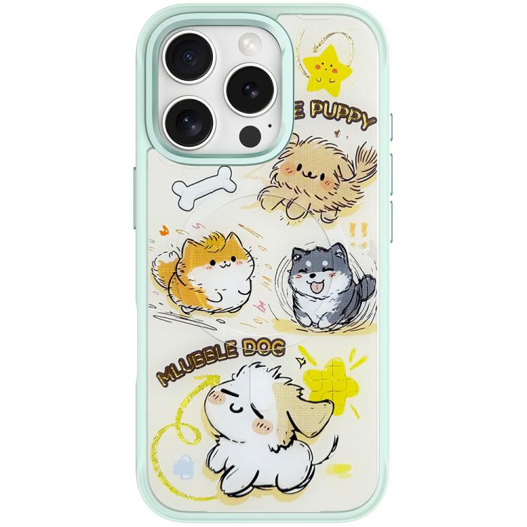 Adorable Whirlwind Dog Pattern Magnetic Phone Case, For iPhone 16 Pro Max, For iPhone 16 Pro, For iPhone 16 Plus, For iPhone 16