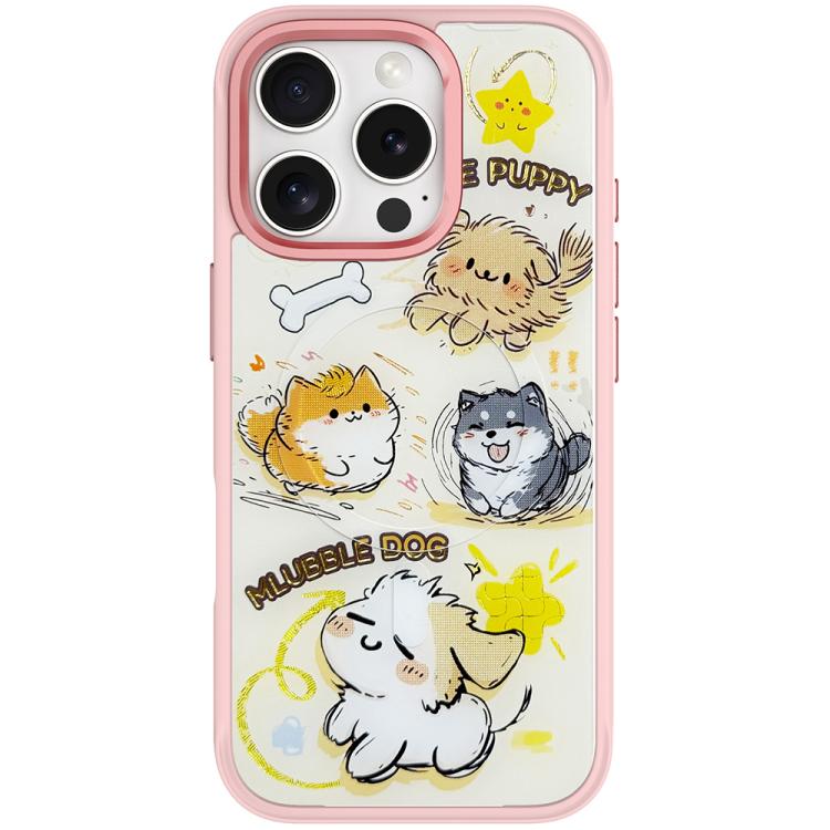 Adorable Whirlwind Dog Pattern Magnetic Phone Case, For iPhone 16 Pro Max, For iPhone 16 Pro, For iPhone 16 Plus, For iPhone 16