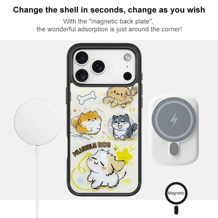 Adorable Whirlwind Dog Pattern Magnetic Phone Case, For iPhone 16 Pro Max, For iPhone 16 Pro, For iPhone 16 Plus, For iPhone 16