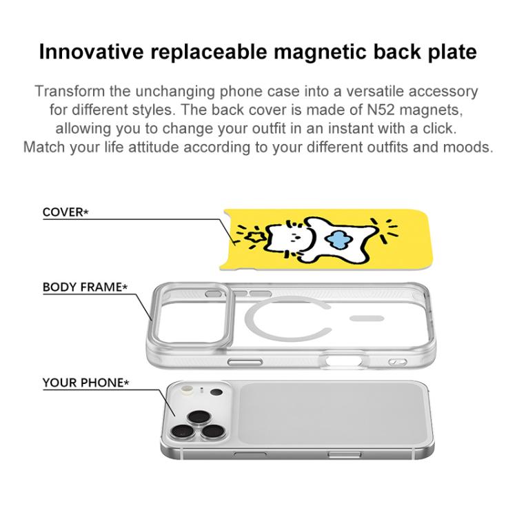 Adorable Stars Cloud Cat Pattern Magnetic Phone Case, For iPhone 15 Pro Max, For iPhone 15 Pro