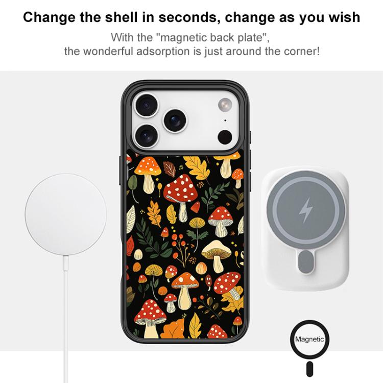 Jungle Mushrooms Pattern Magnetic Phone Case, For iPhone 16 Pro Max, For iPhone 16 Pro, For iPhone 15 Pro Max, For iPhone 15 Pro