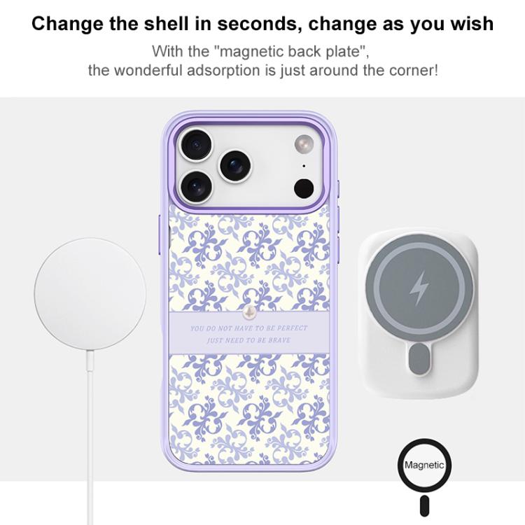 Light Purple Flower Pattern Magnetic Phone Case, For iPhone 17 Pro Max, For iPhone 17 Pro, For iPhone 17, For iPhone Air
