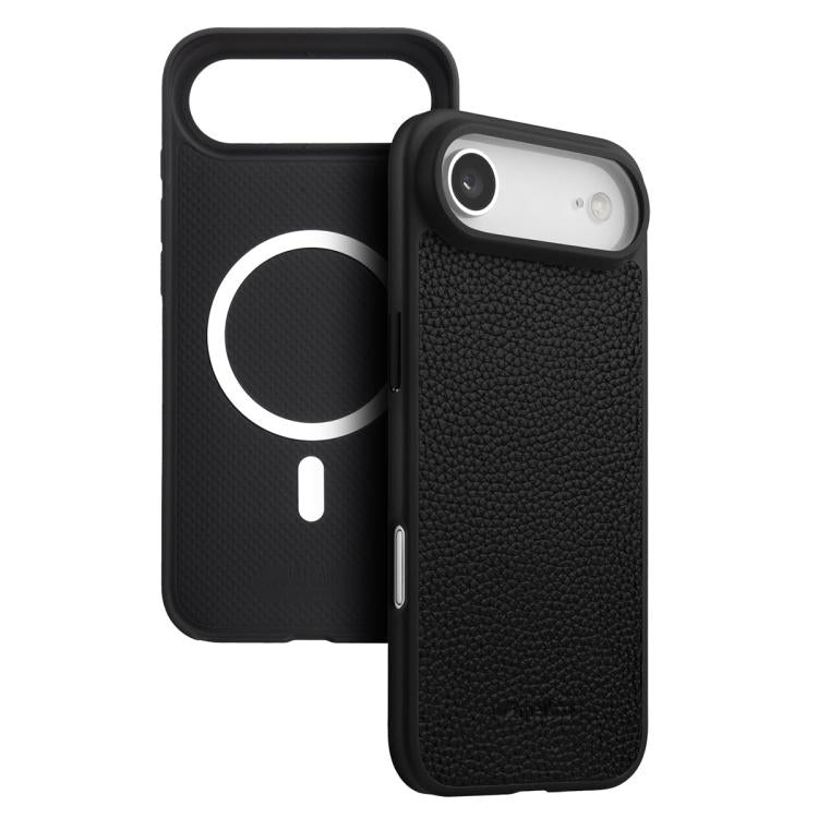 melkco Litchi Texture Magnetic Full Coverage Genuine Leather Hybrid PC Phone Case, For iPhone 17 Pro Max, For iPhone 17 Pro, For iPhone Air