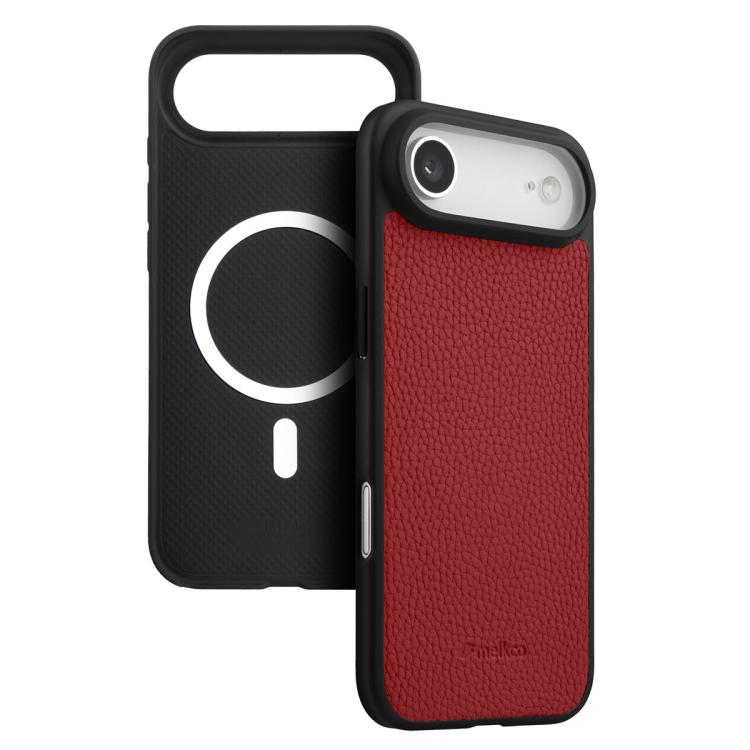 melkco Litchi Texture Magnetic Full Coverage Genuine Leather Hybrid PC Phone Case, For iPhone 17 Pro Max, For iPhone 17 Pro, For iPhone Air