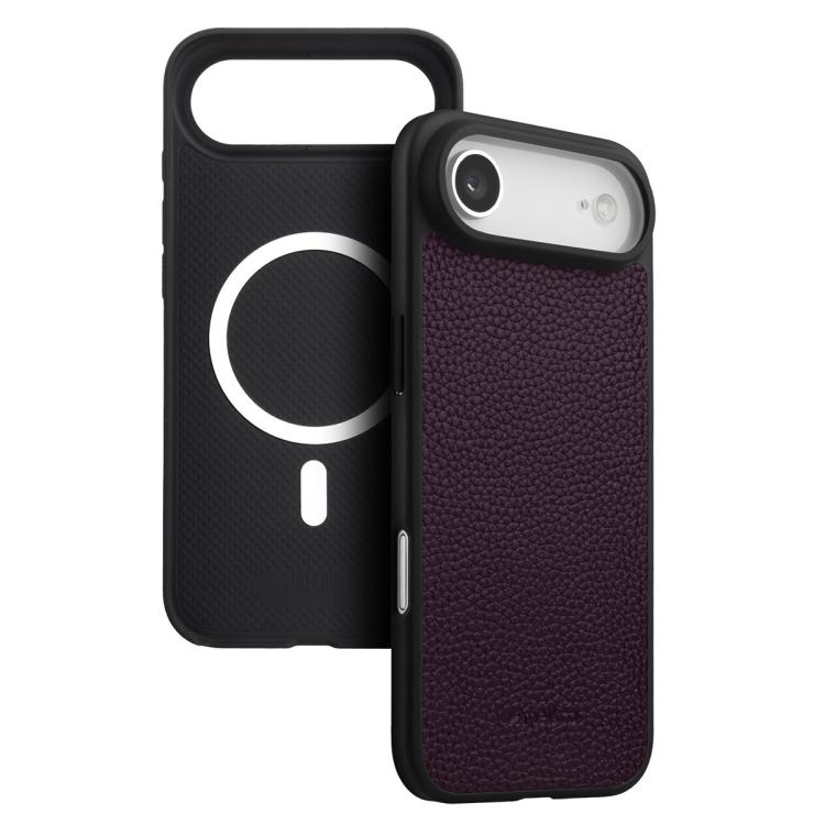 melkco Litchi Texture Magnetic Full Coverage Genuine Leather Hybrid PC Phone Case, For iPhone 17 Pro Max, For iPhone 17 Pro, For iPhone Air