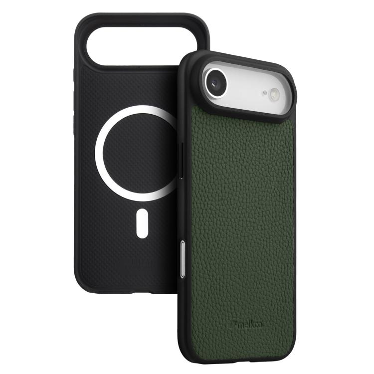 melkco Litchi Texture Magnetic Full Coverage Genuine Leather Hybrid PC Phone Case, For iPhone 17 Pro Max, For iPhone 17 Pro, For iPhone Air