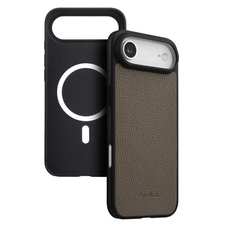 melkco Litchi Texture Magnetic Full Coverage Genuine Leather Hybrid PC Phone Case, For iPhone 17 Pro Max, For iPhone 17 Pro, For iPhone Air