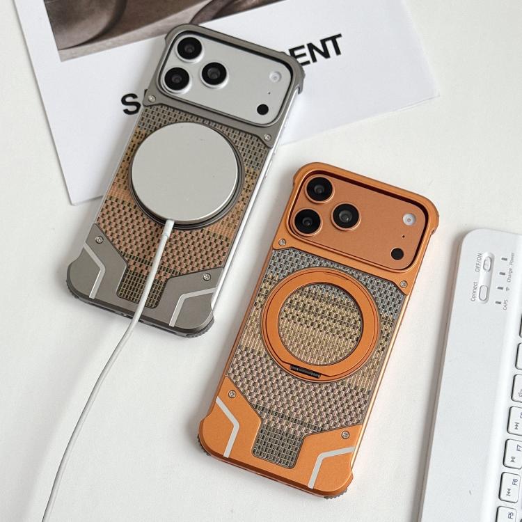 Thread Woven Armor Frameless Magnetic Holder Phone Case, For iPhone 17 Pro Max, For iPhone 17 Pro