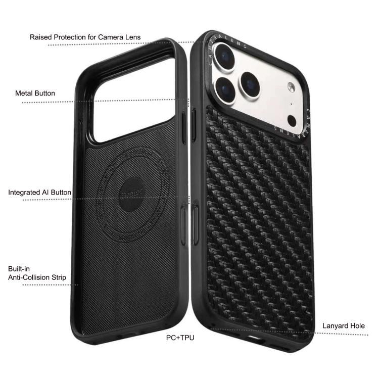 Denior A26 Genuine Leather Woven Texture Magnetic Phone Case, For iPhone 17 Pro Max, For iPhone 17 Pro, For iPhone 16 Pro Max, For iPhone 16 Pro, For iPhone 15 Pro Max, For iPhone 15 Pro