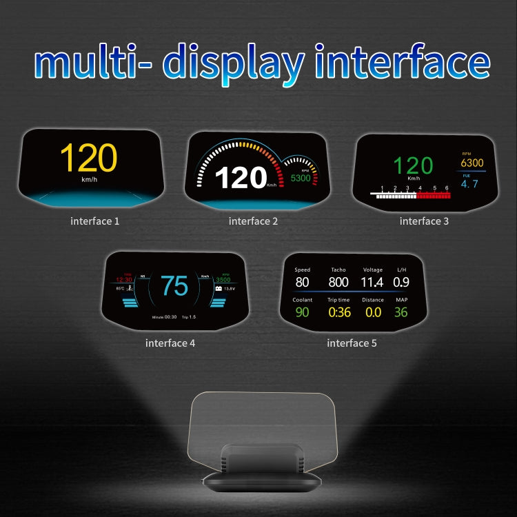 C1 OBD2 + GPS Mode Car HUD Head-up Display Compass / Speed / Water Temperature / Voltage Display / Speed Alarm / Fault Alarm, C1 Without Navigation Function