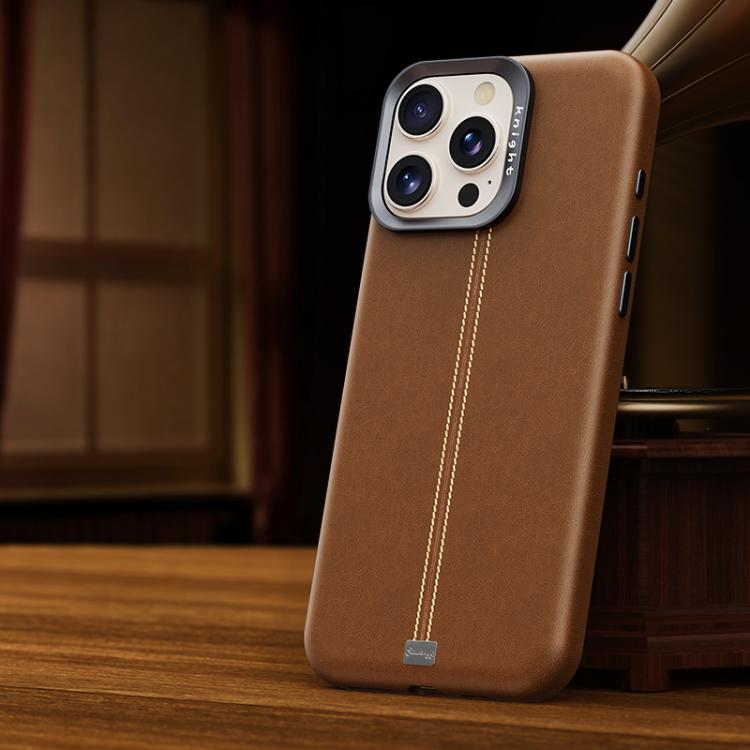 Jazz Series Retro Vegan Leather Textured Metal Frame Magnetic Phone Case, For iPhone 16 Pro Max, For iPhone 16 Pro, For iPhone 16 Plus, For iPhone 16