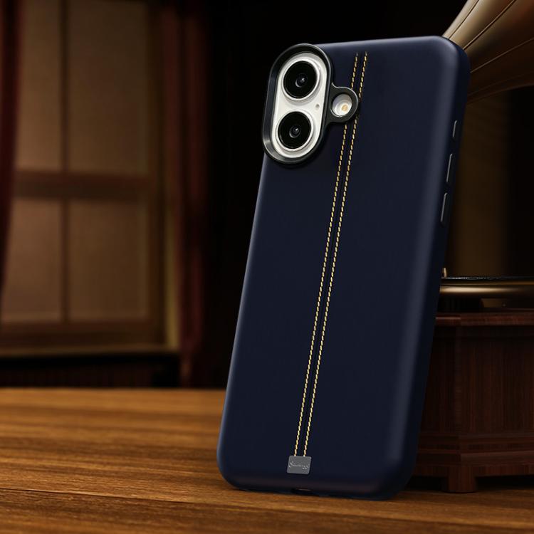 Jazz Series Retro Vegan Leather Textured Metal Frame Magnetic Phone Case, For iPhone 16 Pro Max, For iPhone 16 Pro, For iPhone 16 Plus, For iPhone 16