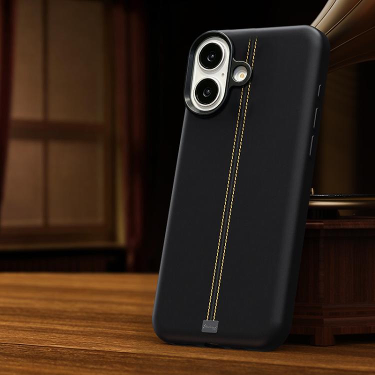 Jazz Series Retro Vegan Leather Textured Metal Frame Magnetic Phone Case, For iPhone 16 Pro Max, For iPhone 16 Pro, For iPhone 16 Plus, For iPhone 16