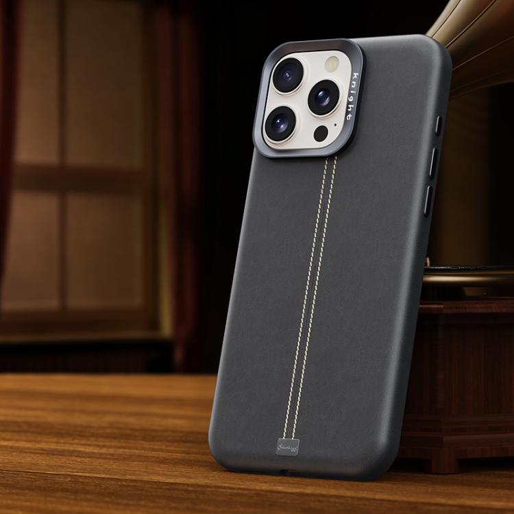 Jazz Series Retro Vegan Leather Textured Metal Frame Magnetic Phone Case, For iPhone 15 Pro Max, For iPhone 15 Pro, For iPhone 15 Plus / 14 Plus, For iPhone 15