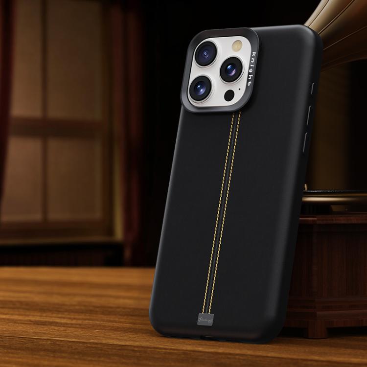 Jazz Series Retro Vegan Leather Textured Metal Frame Magnetic Phone Case, For iPhone 15 Pro Max, For iPhone 15 Pro, For iPhone 15 Plus / 14 Plus, For iPhone 15