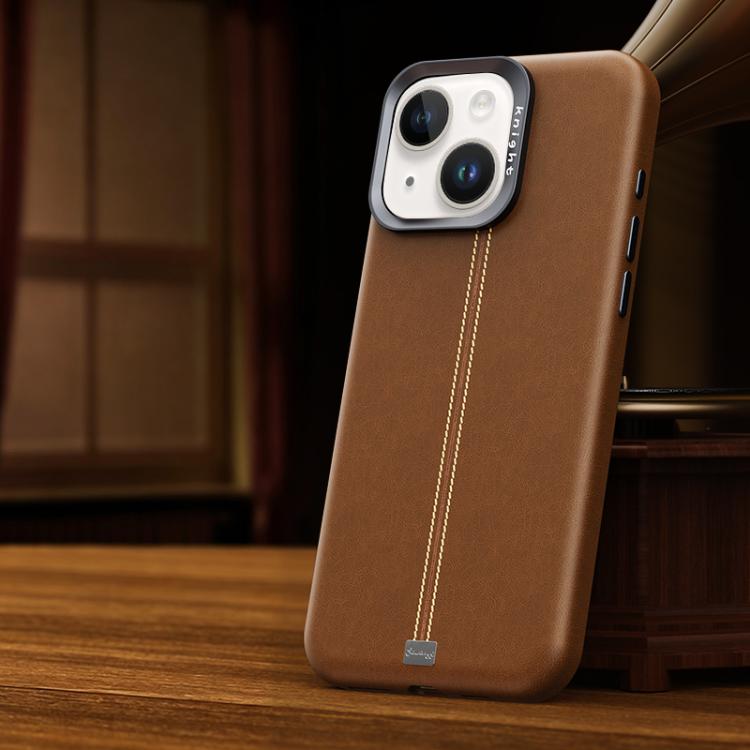 Jazz Series Retro Vegan Leather Textured Metal Frame Magnetic Phone Case, For iPhone 15 Pro Max, For iPhone 15 Pro, For iPhone 15 Plus / 14 Plus, For iPhone 15