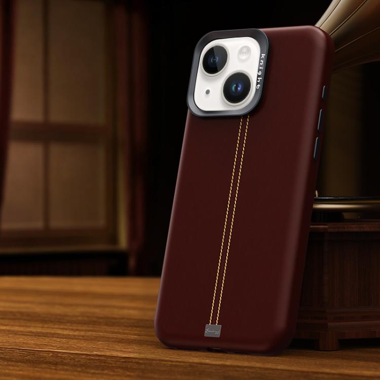 Jazz Series Retro Vegan Leather Textured Metal Frame Magnetic Phone Case, For iPhone 15 Pro Max, For iPhone 15 Pro, For iPhone 15 Plus / 14 Plus, For iPhone 15