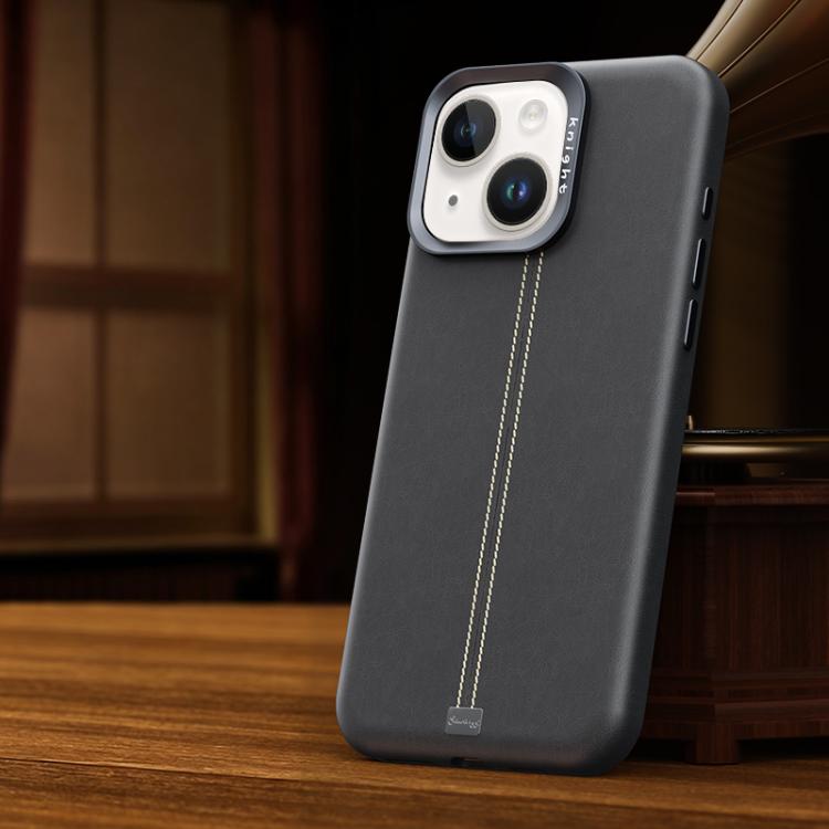 Jazz Series Retro Vegan Leather Textured Metal Frame Magnetic Phone Case, For iPhone 15 Pro Max, For iPhone 15 Pro, For iPhone 15 Plus / 14 Plus, For iPhone 15