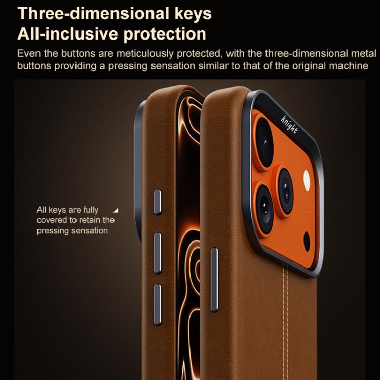Jazz Series Retro Vegan Leather Textured Metal Frame Magnetic Phone Case, For iPhone 16 Pro Max, For iPhone 16 Pro, For iPhone 16 Plus, For iPhone 16