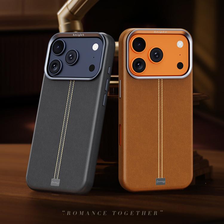 Jazz Series Retro Vegan Leather Textured Metal Frame Magnetic Phone Case, For iPhone 15 Pro Max, For iPhone 15 Pro, For iPhone 15 Plus / 14 Plus, For iPhone 15