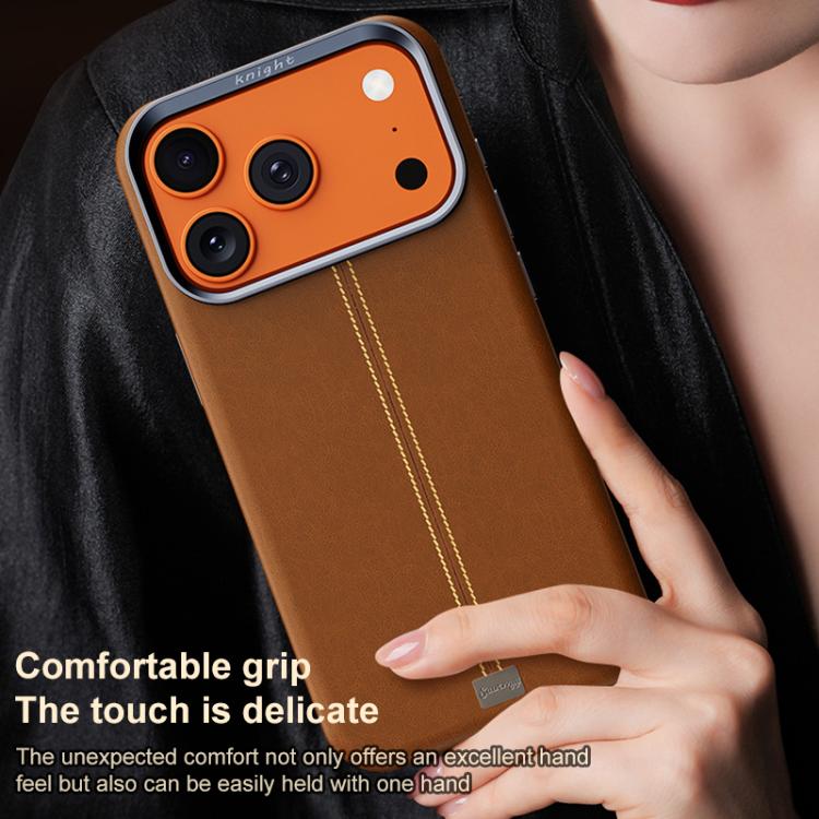 Jazz Series Retro Vegan Leather Textured Metal Frame Magnetic Phone Case, For iPhone 16 Pro Max, For iPhone 16 Pro, For iPhone 16 Plus, For iPhone 16
