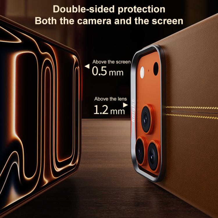 Jazz Series Retro Vegan Leather Textured Metal Frame Magnetic Phone Case, For iPhone 16 Pro Max, For iPhone 16 Pro, For iPhone 16 Plus, For iPhone 16