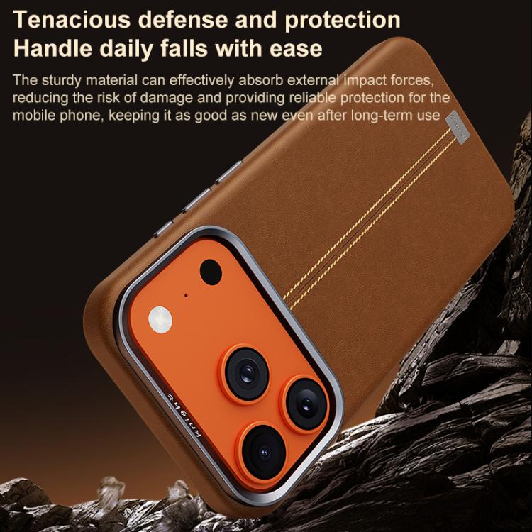 Jazz Series Retro Vegan Leather Textured Metal Frame Magnetic Phone Case, For iPhone 16 Pro Max, For iPhone 16 Pro, For iPhone 16 Plus, For iPhone 16