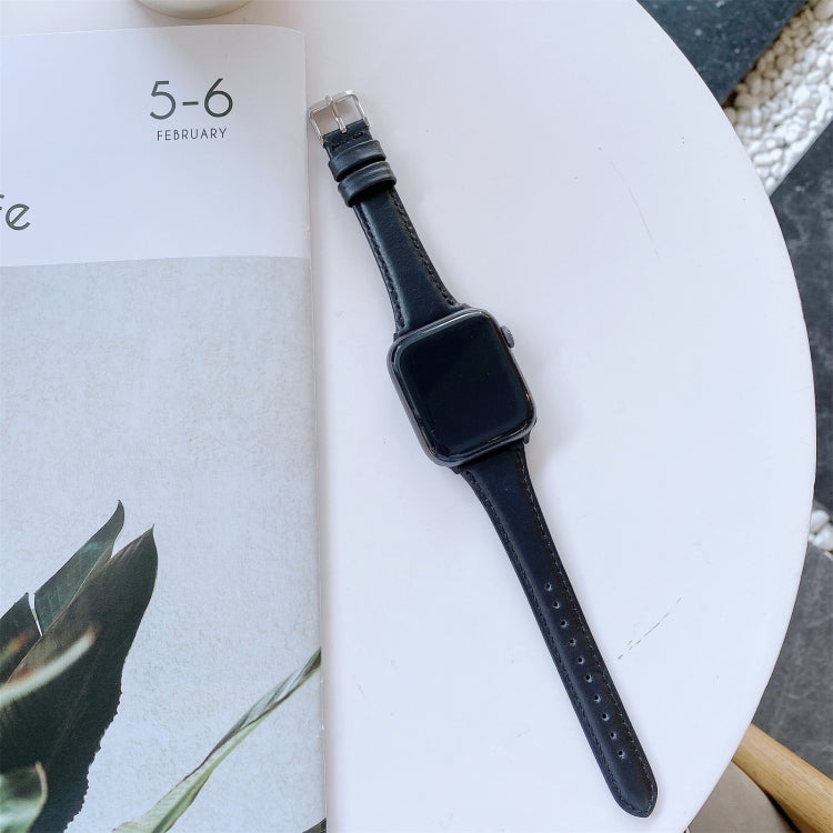 Double-sided Genuine Leather Replacement Strap Watchband, For Apple Watch Series 7  41mm / & 6 & SE & 5 & 4 40mm, For Apple Watch Series  7  45mm / & 6 & SE & 5 & 4 44mm
