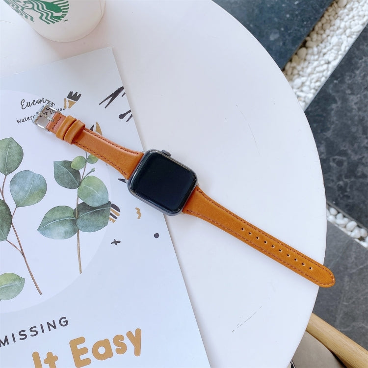 Double-sided Genuine Leather Replacement Strap Watchband, For Apple Watch Series 7  41mm / & 6 & SE & 5 & 4 40mm, For Apple Watch Series  7  45mm / & 6 & SE & 5 & 4 44mm