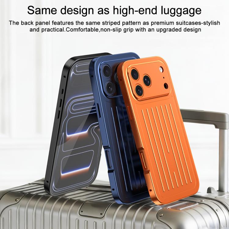Suitcase Texture Magnetic King Series Aluminum Alloy Phone Case with Tempered Glass Film, For iPhone 17 Pro Max, For iPhone 17 Pro, For iPhone Air, For iPhone 16 Pro Max